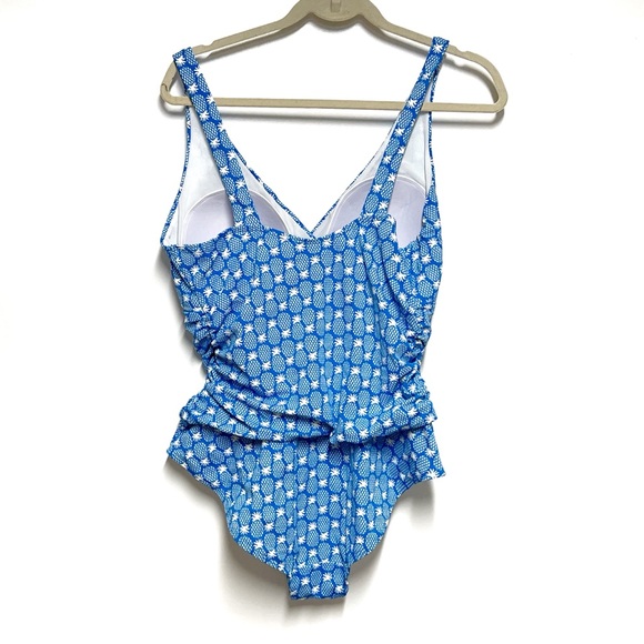 New Boden Talamanca One-Piece Swimsuit in a blue and white pineapple print Sz 14 - Picture 3 of 4